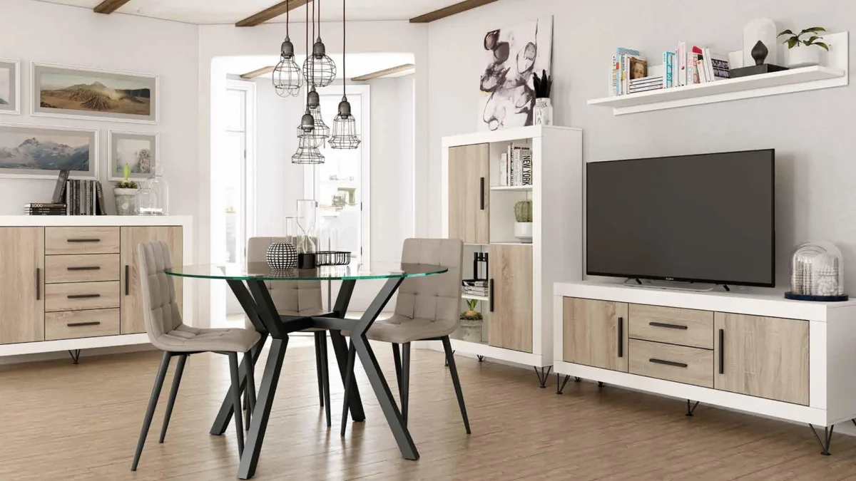 Mesas de madera y cristal para comedor en Muebles Herrera en Olivares, Sevilla